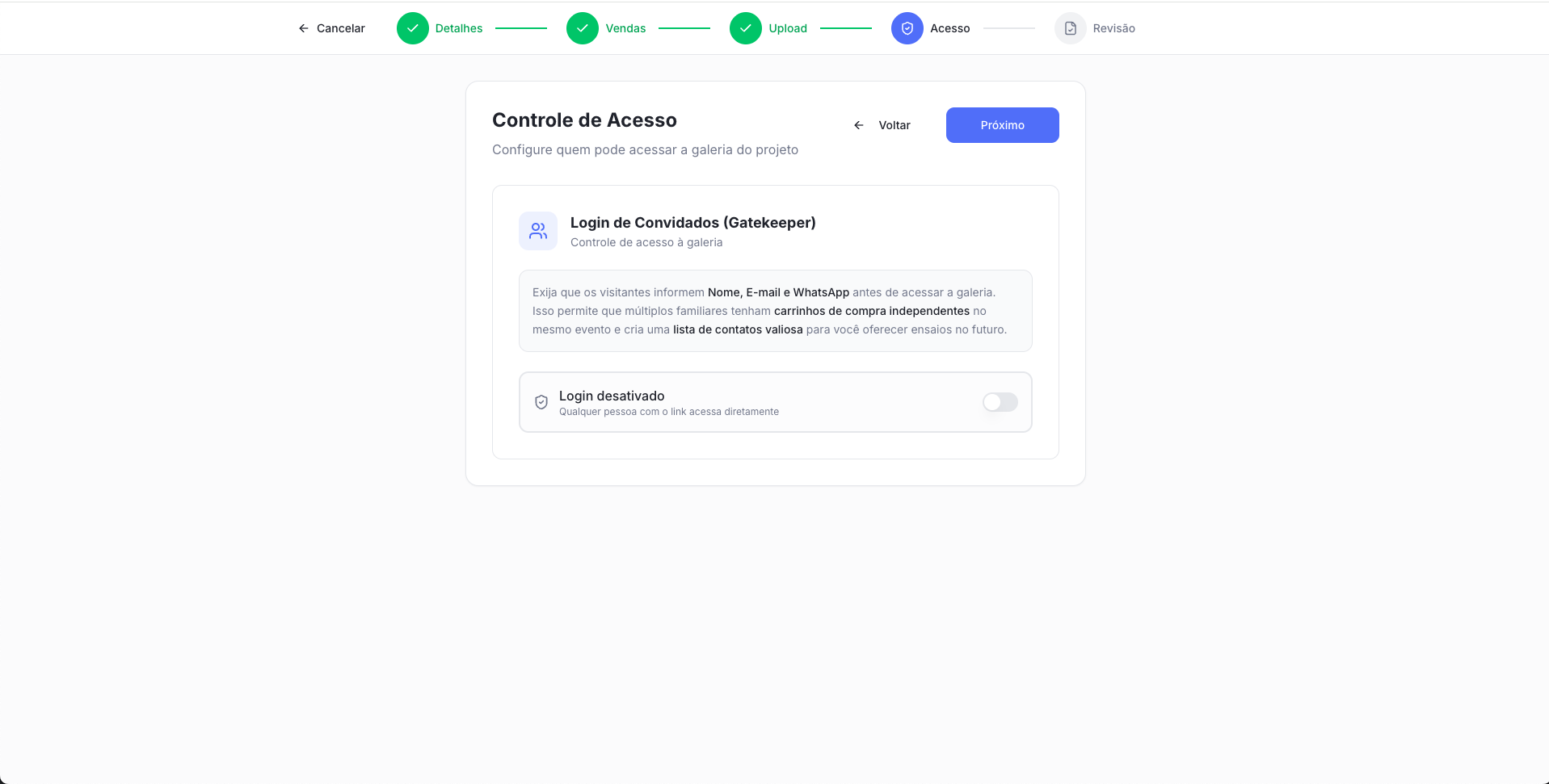 Controle de acesso com Gatekeeper de convidados