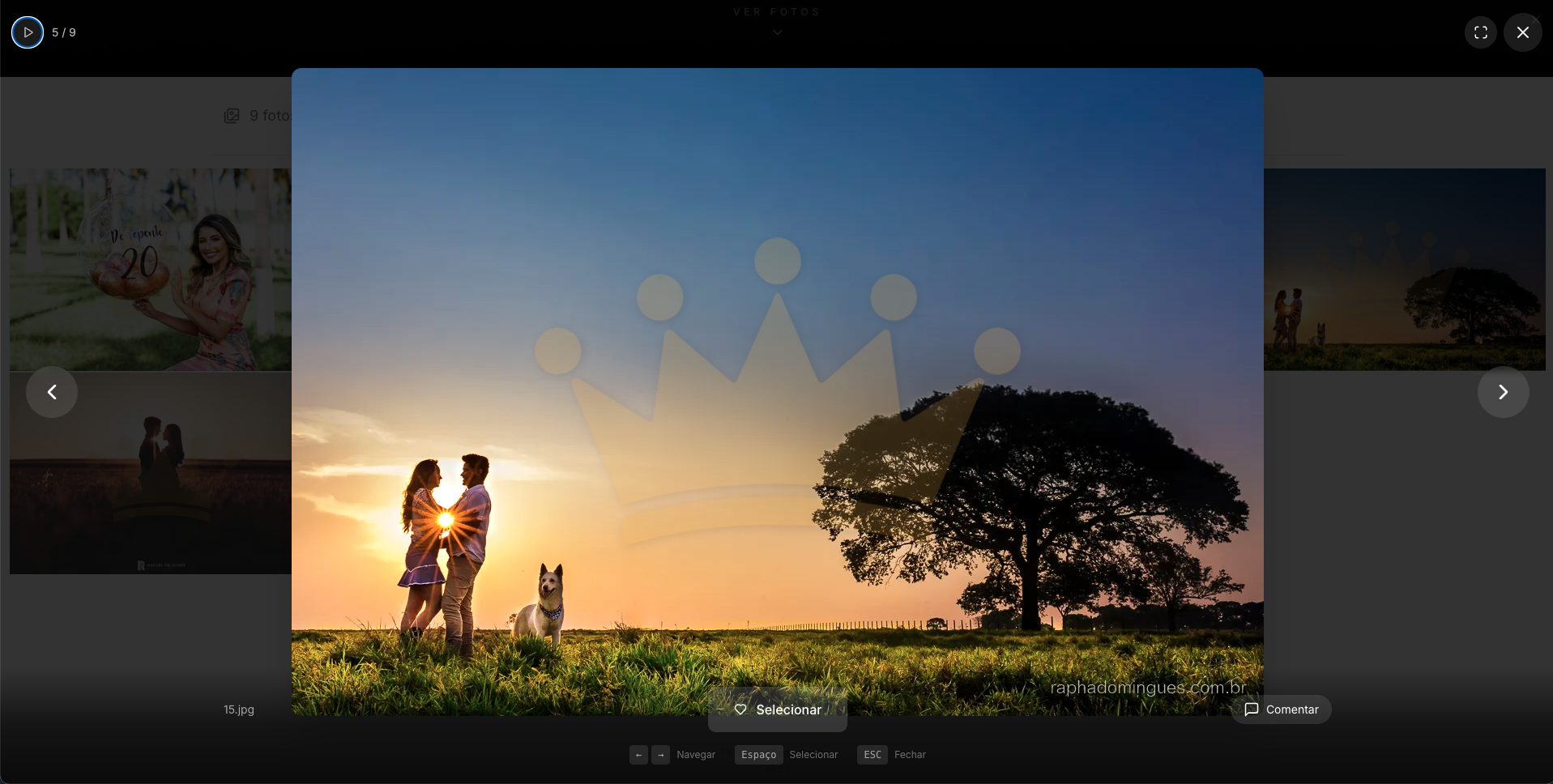 Modo lightbox com foto em tela cheia