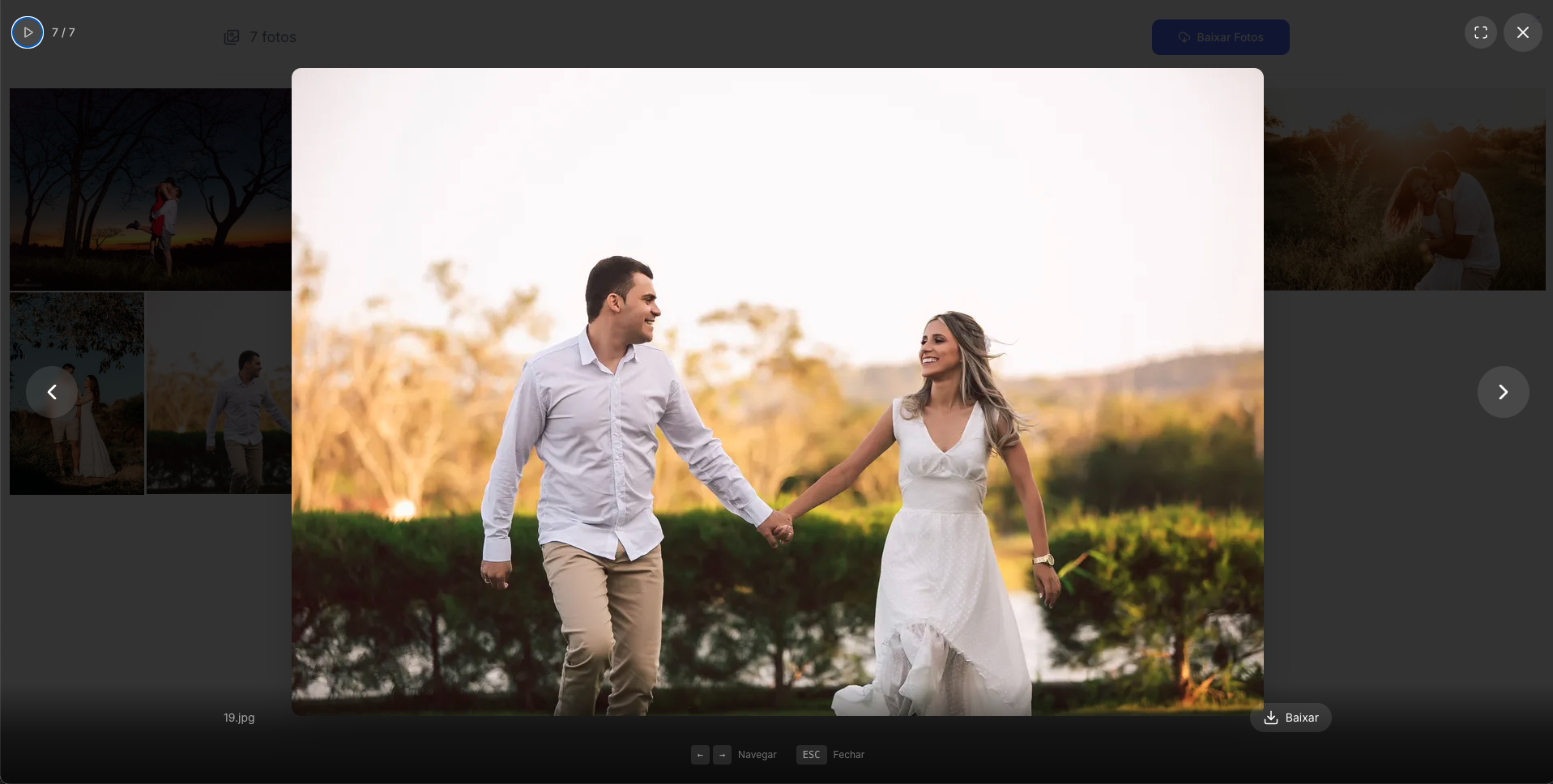 Foto em tela cheia (lightbox) com botão Baixar no rodapé