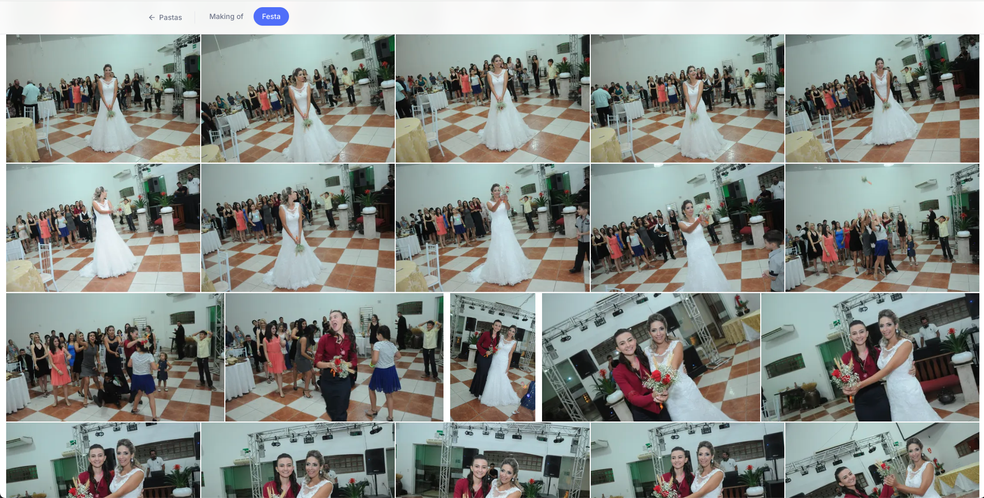 Galeria do cliente rolando para a seção Festa